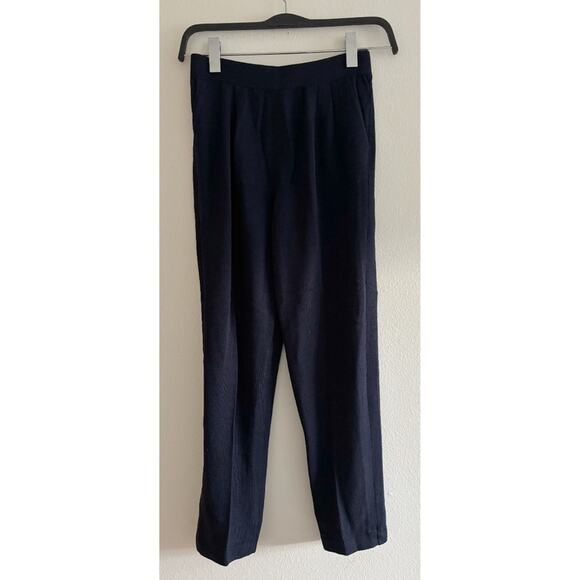 St. John Navy Blue Knit Ankle Trouser Pull On Pants Size 10 - Picture 1 of 8